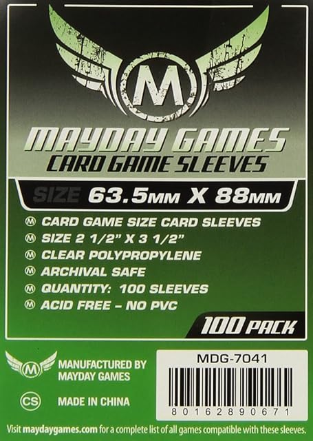 100 standard Card game sleeves 63.5mm x 88mm