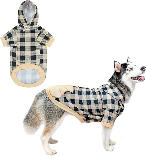 Sudadera con capucha para perros a cuadros, ropa para mascotas, suéteres con sombrero