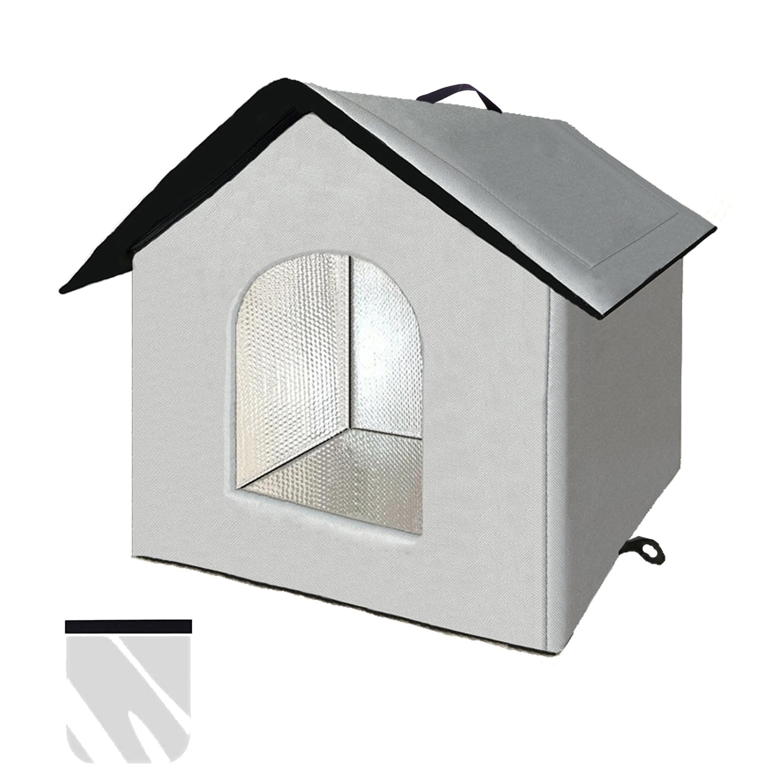 Katzenhaus Outdoor, Katzenhöhle für Draußen, Katzenhaus Für Draußen Winterfest Wasserdicht, Kombiniert isolierte Aluminiumfolie Mit abnehmbarem Transparentem Vorhang (M, Grau-1)