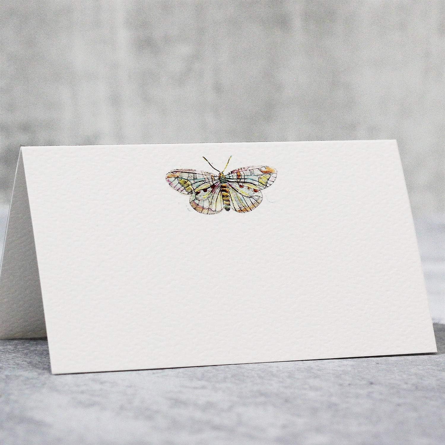 Nancy Nikko Place Cards with Watercolor Butterfly for Weddings, Showers, and Dinner Parties. Table Tent Style, Scored for Easy Folding. Available in Pkgs of 12/25 / 50 (25)
