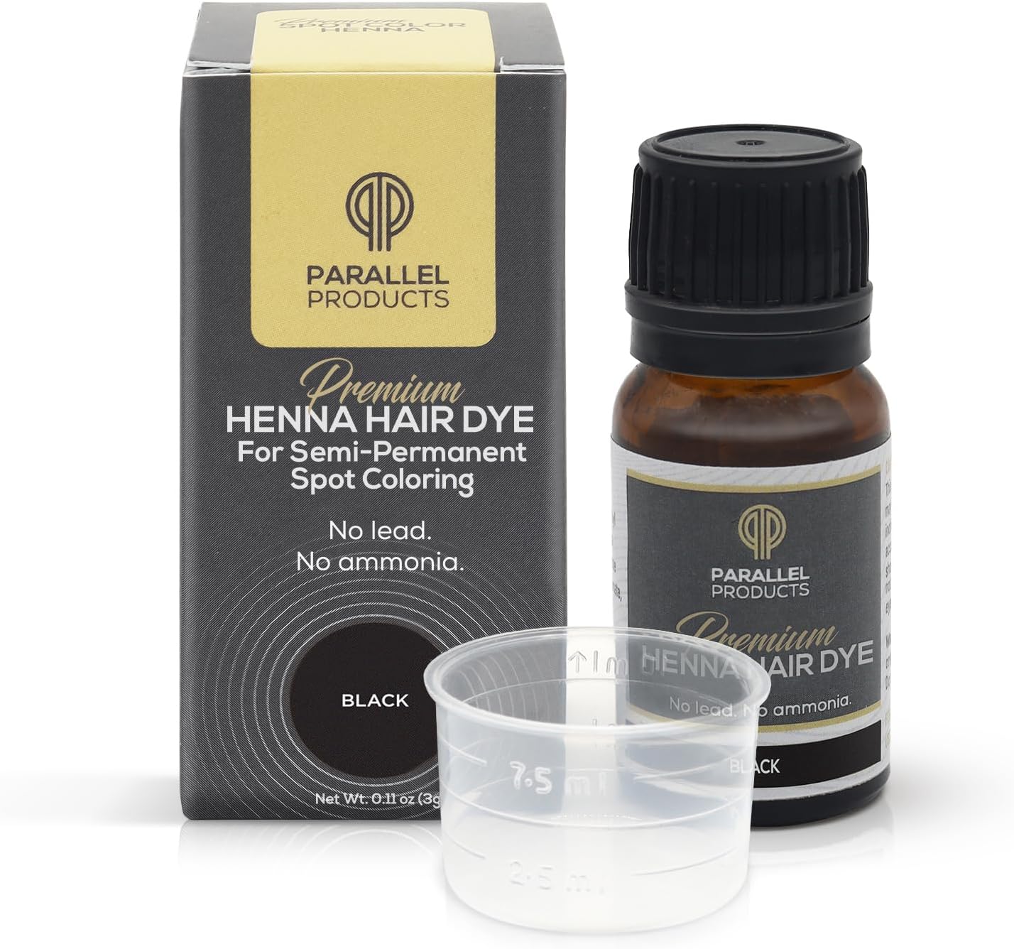 Parallel Products Spot Color Henna Kit - Henna Hair Dye - 3 grams - Tint for Professional Spot Coloring - With Mixing Dish - Covers Grey Hair - Root Touch Up (Black)