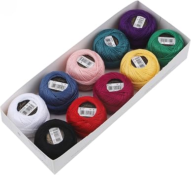 Size 8 100% Double Mercerized Egyptian Long Staple Cotton DIY Embroidery Thread 10 Balls Per Set Crochet Cross Stitch Needlepoint Hand Embroidery