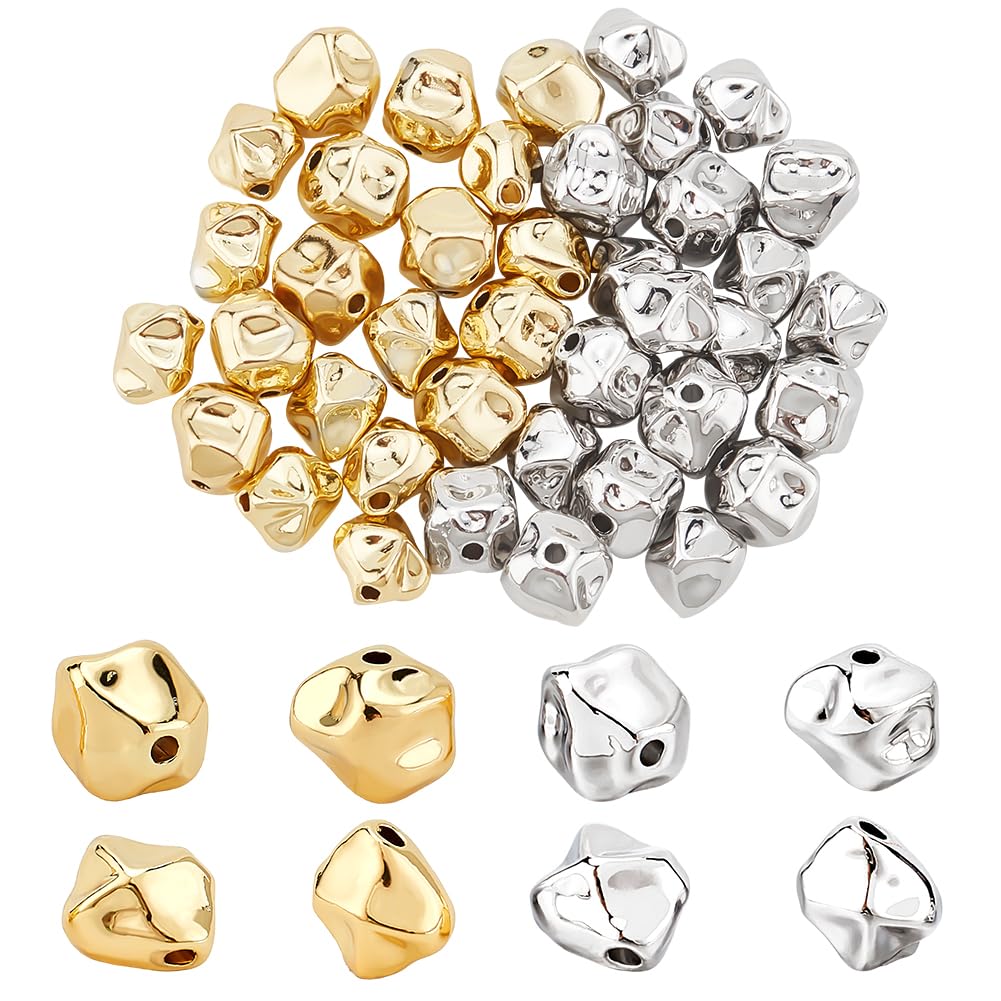 PH PandaHall 40pcs 2 Colors Irregular Spacer Beads