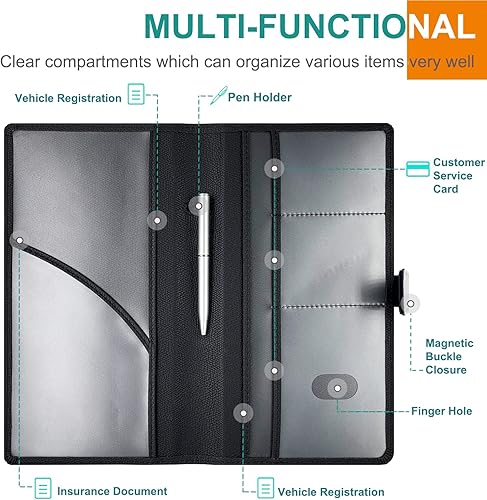 Miniatura 3 de RSAquar Soporte para registro y seguro de automóvil, organizador de cuero para guantera, accesorios geniales para automóvil, tarjetas de licencia de