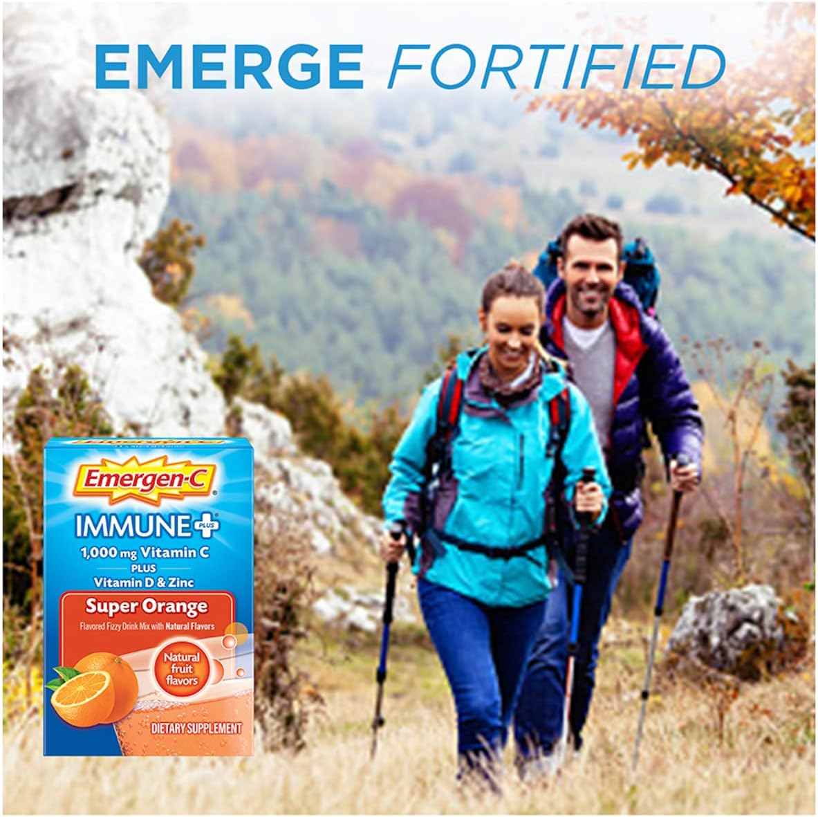 Emergen-C Immune+ 1000mg Vitamin C Powder, with Vitamin D, Zinc, Antioxidants and Electrolytes for Immunity, Immune Support Dietary Supplement, Super Orange Flavor - 30 Count/1 Month Supply : Health & Household