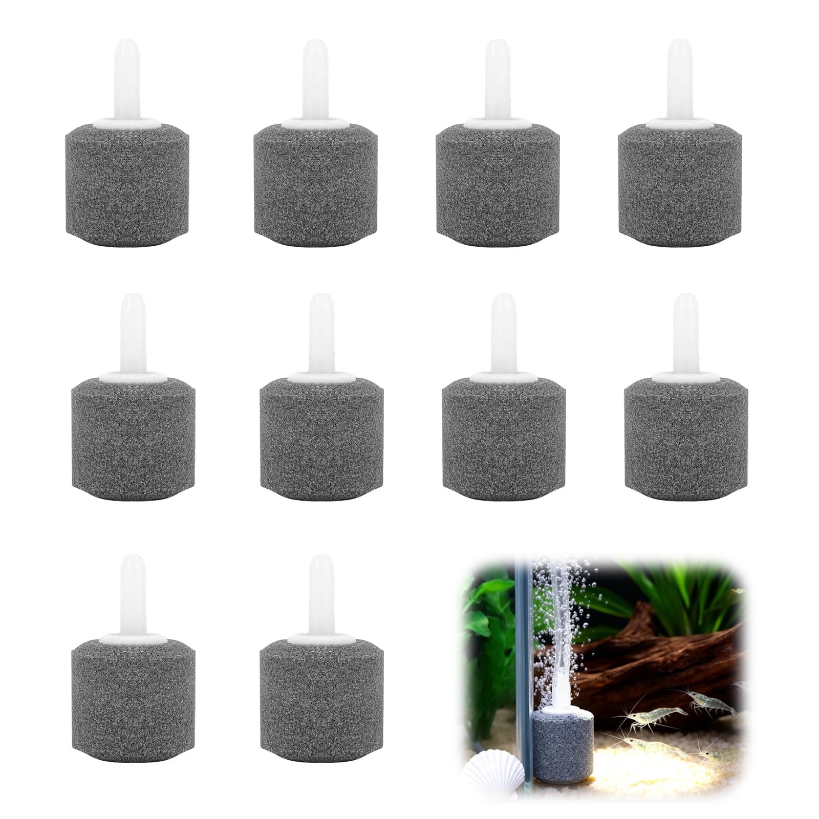 Air Stone for Fish Tanks with Fine Bubble , 10Pcs Air Stones for Fish Tanks with Aeration Aquarium Bubble Diffuser, Durable Aquarium Air-Stone for Oxygen Circulation for Pumps Fish Tanks Small Buckets