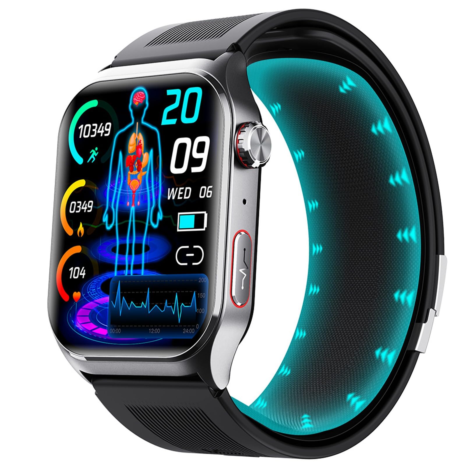 Smartwatch męski i damski, wodoszczelny, do fitnessu, pulsometr, Spo2, monitor snu, krokomierz, do systemu Android Ios Black