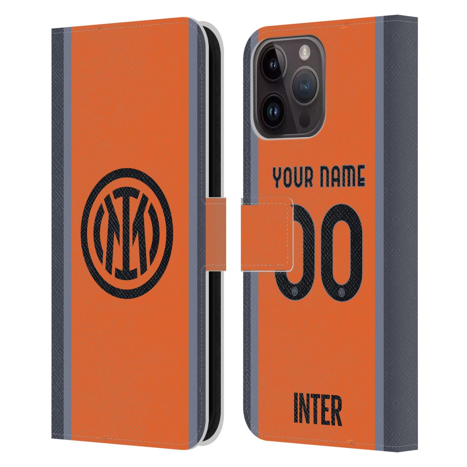 Coque Inter Milan iPhone 15 Pro Max protégeant l'écran avec étui portefeuille cuir