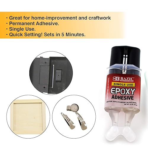 Miniatura 3 de BAZIC Products Pegamento epoxi con aplicador de jeringa 0.2 onzas0.20 oz, ajuste rápido, 2 partes de pegamento transparente adhesivo para madera,