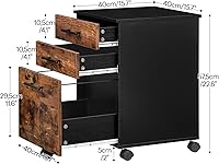 Vista 3 de HOOBRO Archivador de 3 cajones, archivador de madera para debajo del escritorio, se adapta a tamaño A4/carta para oficina en casa, cajonera pequeña