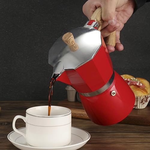 Miniatura 11 de MORDEN MS Olla Moka, cafetera espresso para estufa, cafetera italiana, cafeteras cubanas para estufa y cafetera de café expreso, color negro