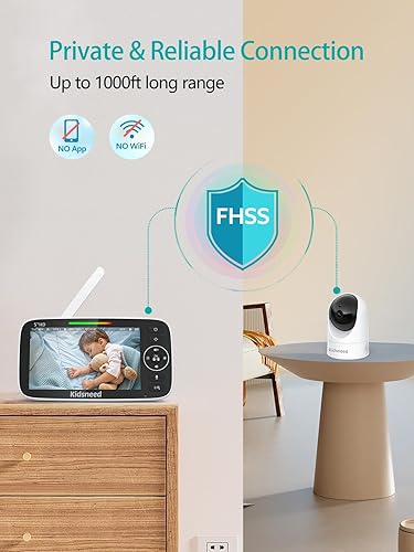 Miniatura 24 de Monitor de bebé con cámara y audio: cámara de bebé 720P sin WiFi, pantalla de 5 pulgadas, 48 horas de duración de la batería