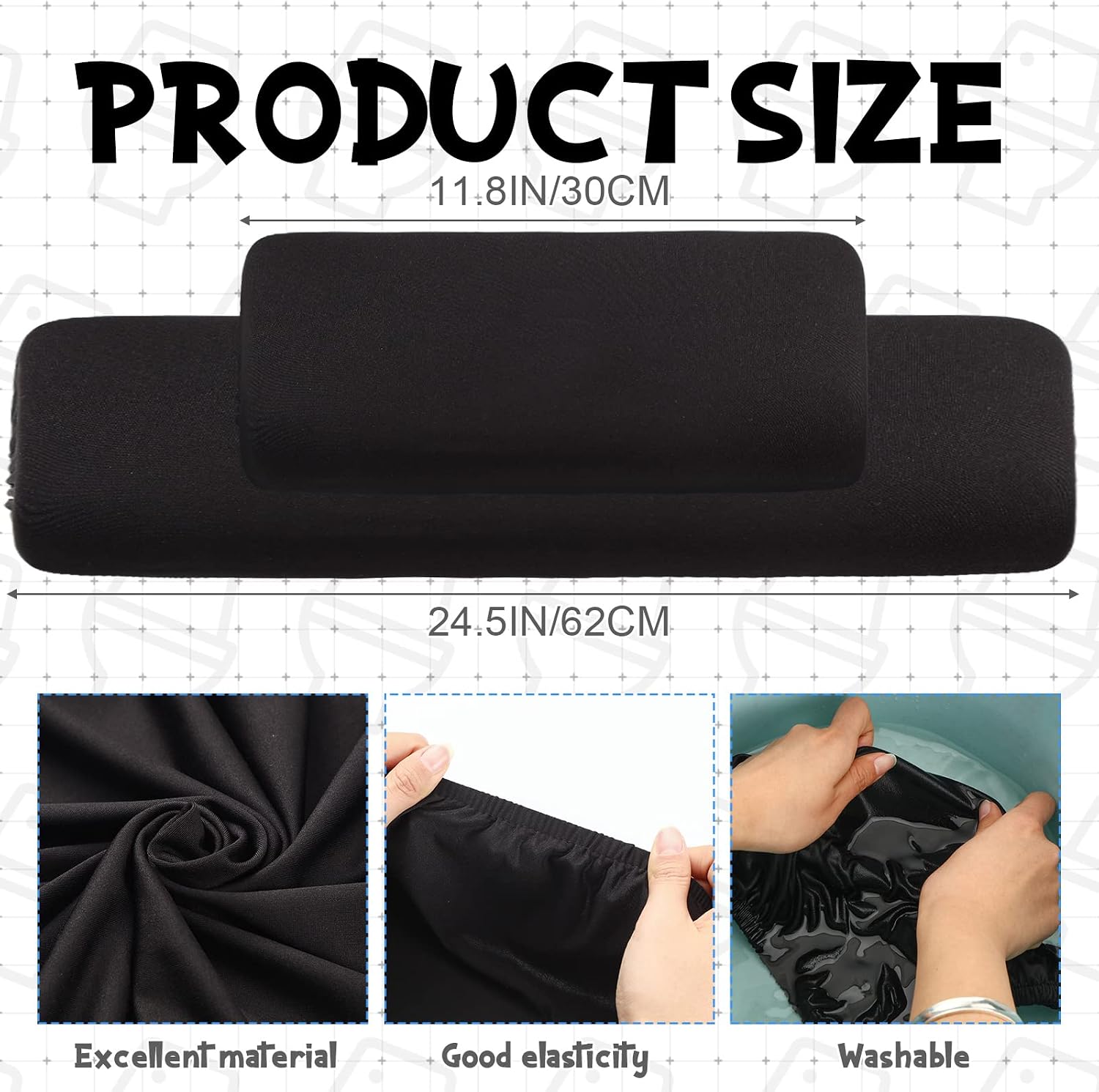 Hoolerry 4 Pcs Toilet Tank Lid Cover Universal Back of Toilet Tank Cover Soft and Absorbent Replacement with Elastic Bottom for Bathroom Decor Accessories(Black) image 2