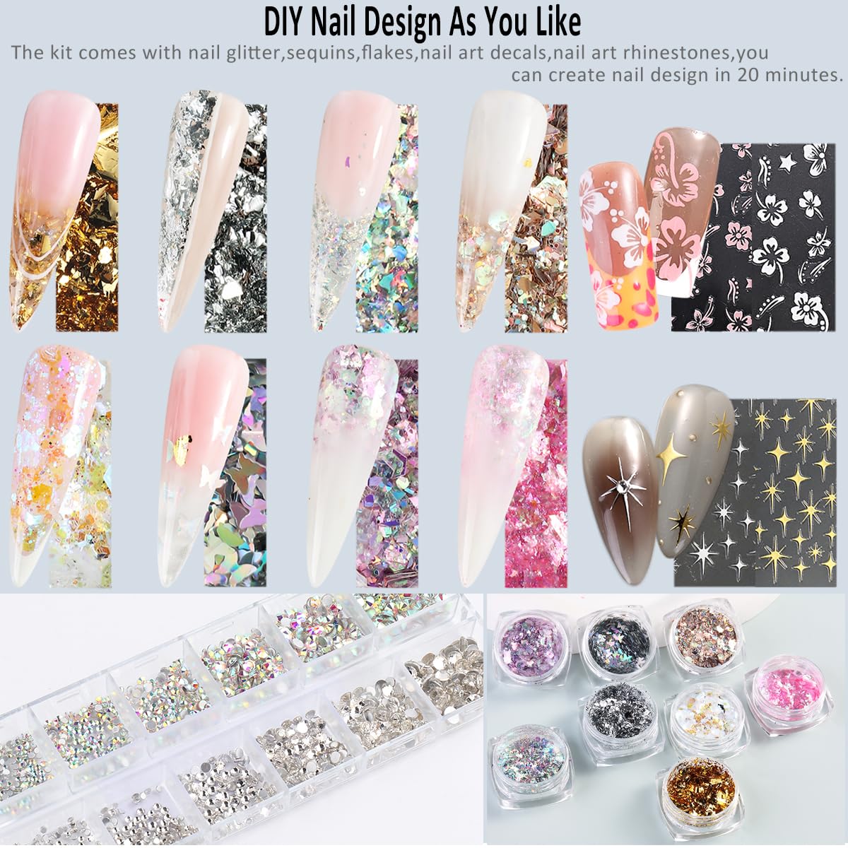 Fcozpjk Poly Gel Nail Kit with UV Light, 12 Colors Builder Gel Nail Extension Kits for Beginners with Everything, Dual Nail Forms Slip Solution Chunky Glitter Poly Gels Nails Art Design Starter Set