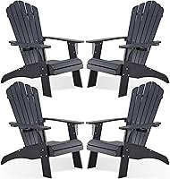 Vista 23 de Psilvam Silla Adirondack de gran tamaño, resistente a la decoloración y sin olor, sillas de madera de polietileno para hoguera con soporte