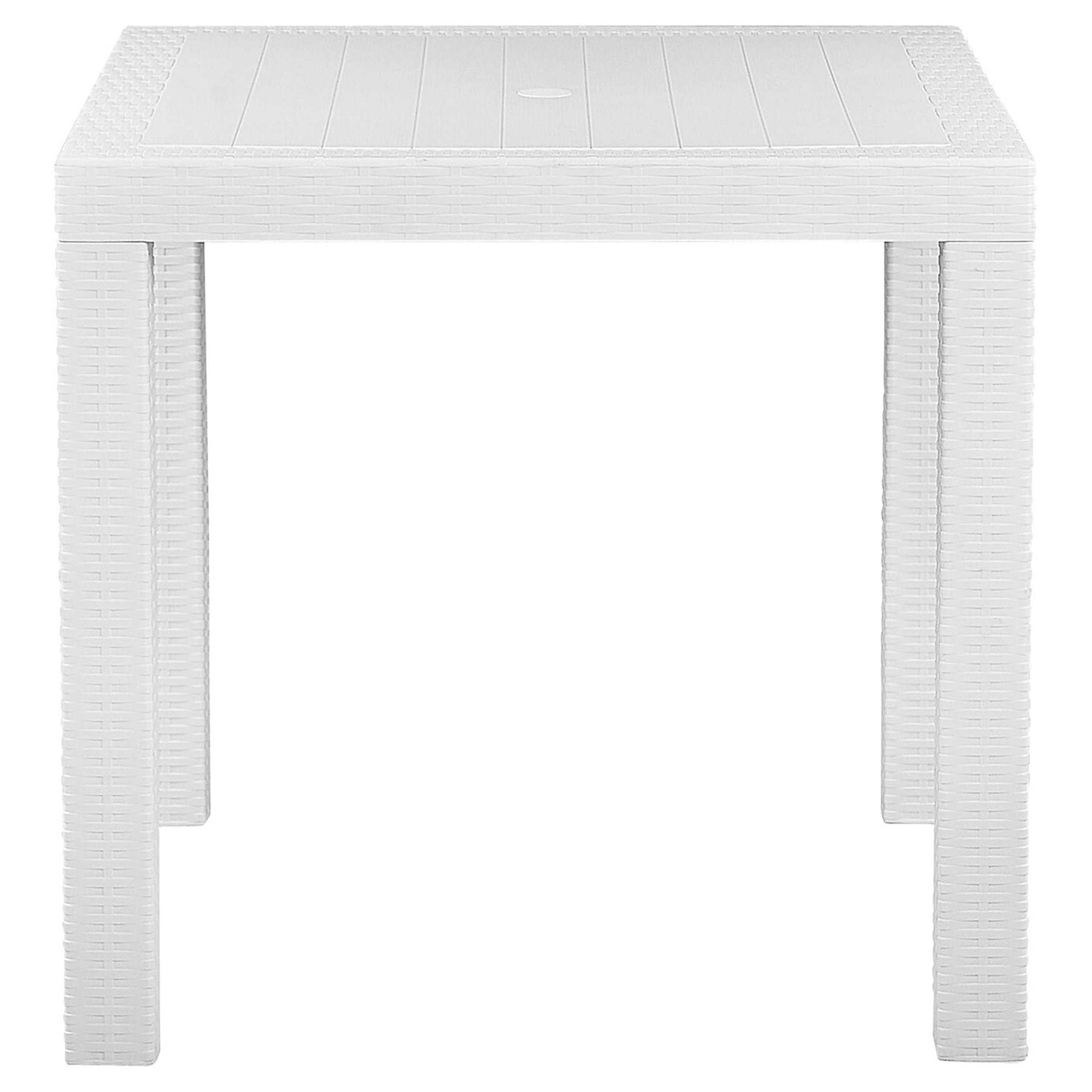 Beliani Table d'Extérieur Carrée 80 x 80 cm Blanche Effet Rotin pour Jardin ou Terrasse