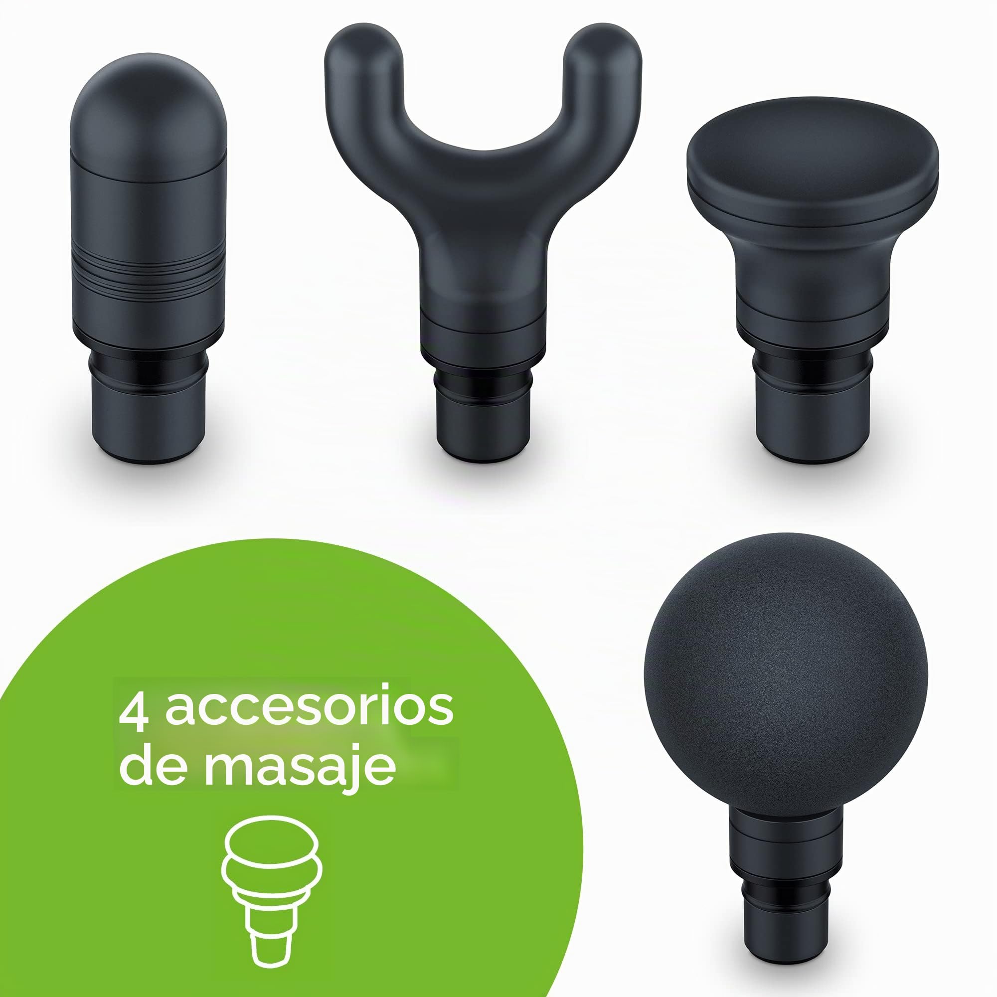 Beurer MG99 - Pistola de masaje compacta, mini masajeador de tejido profundo con 4 accesorios, potente masaje de punto de disparo para aliviar la tensión, masajeador de mano con 5 niveles de