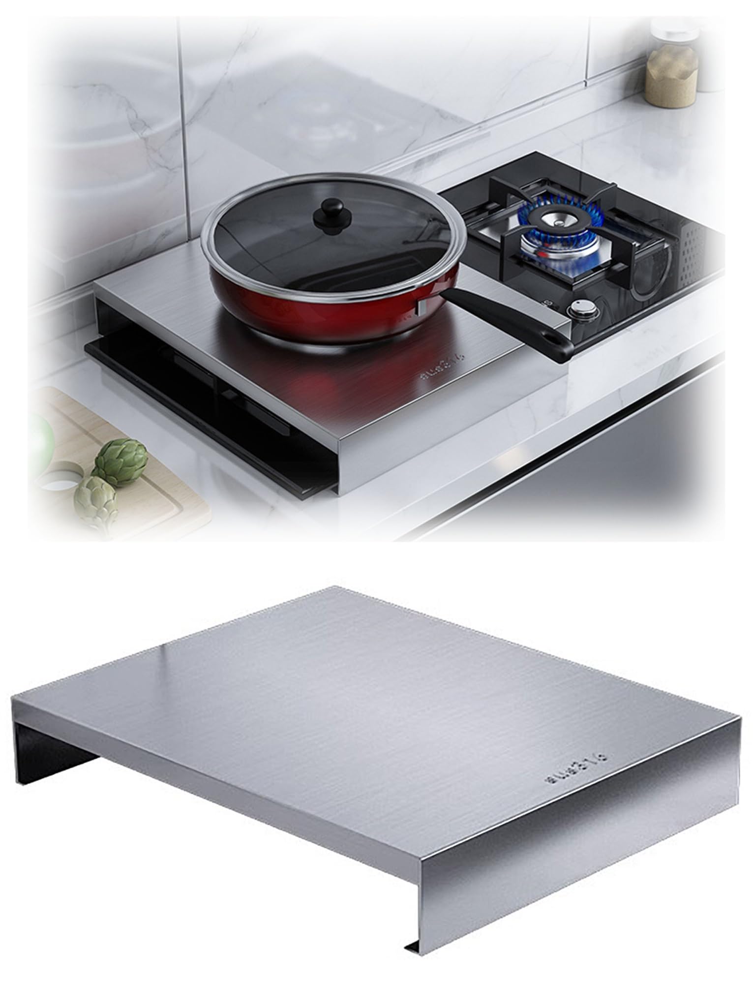 Genérico Organizador de estantes for Cubierta de Estufa de Acero Inoxidable 316, Compatible con Estufas de Gas, inducción y eléctricas.(L80xw50xh9cm)