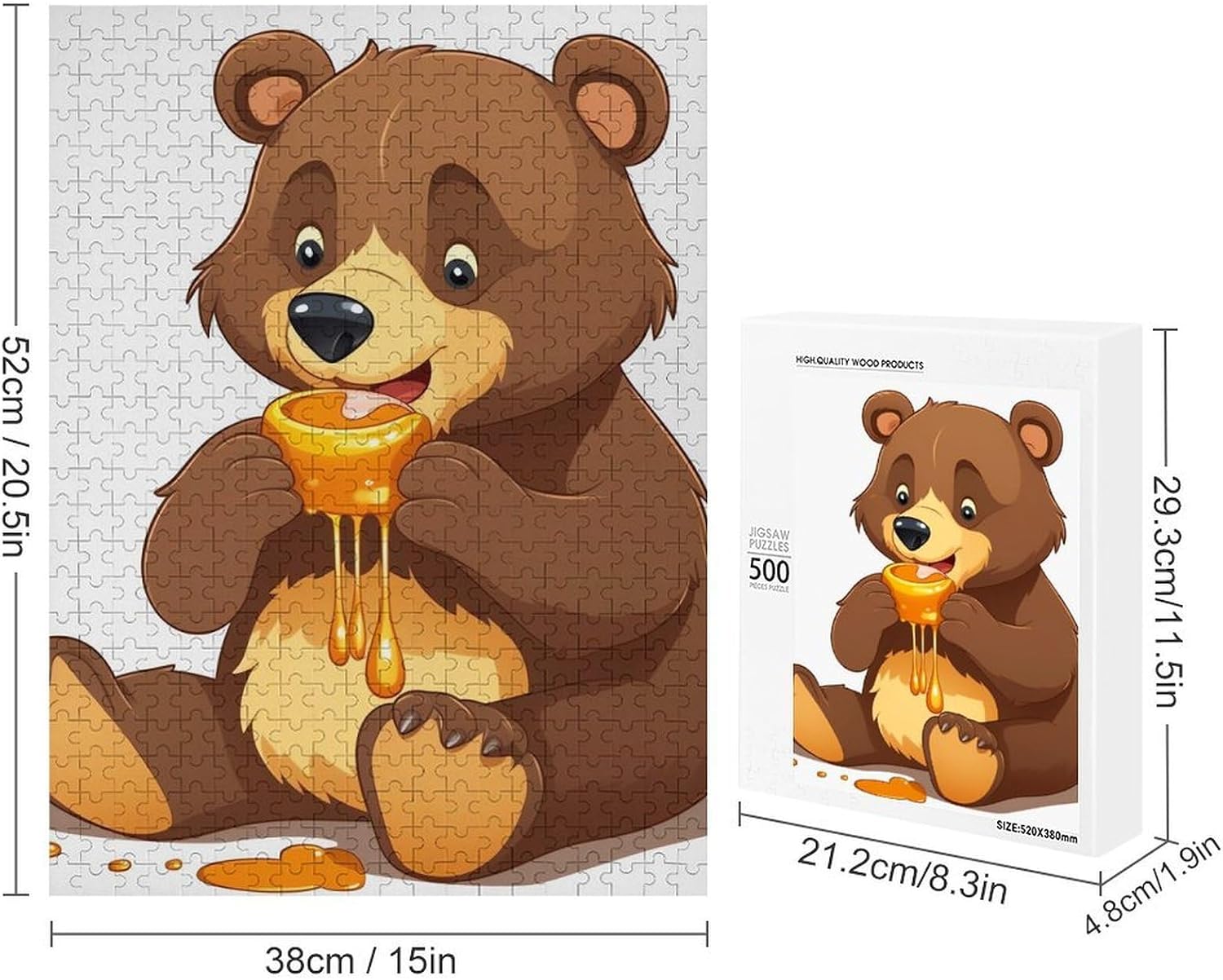 Bear Eating Wooden Puzzle for Adults, Beginner Jigsaw Puzzles image 2