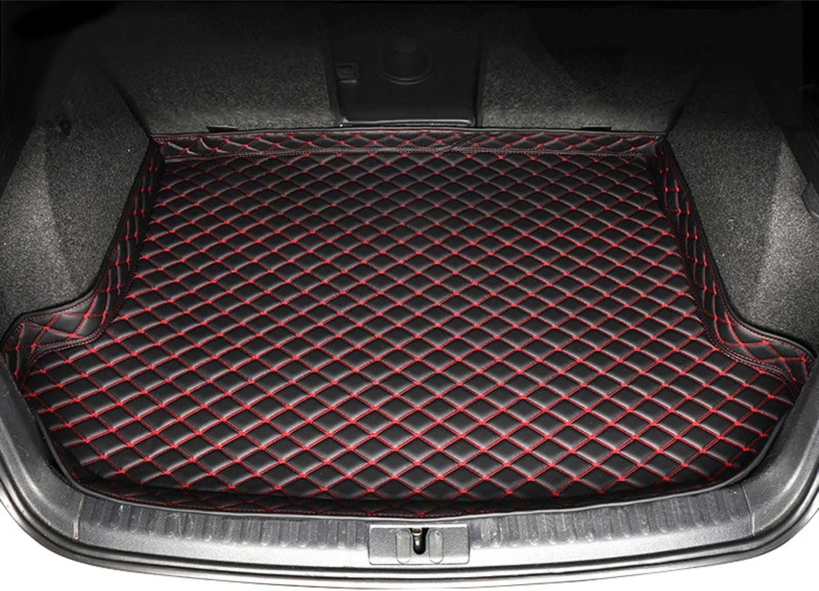 Custom Fit Cargo Liner for Audi A3 Cabriolet 2013-2020, Car Boot Liner Waterproof Anti-Slip All Weather Protection Leather Material,Black-red