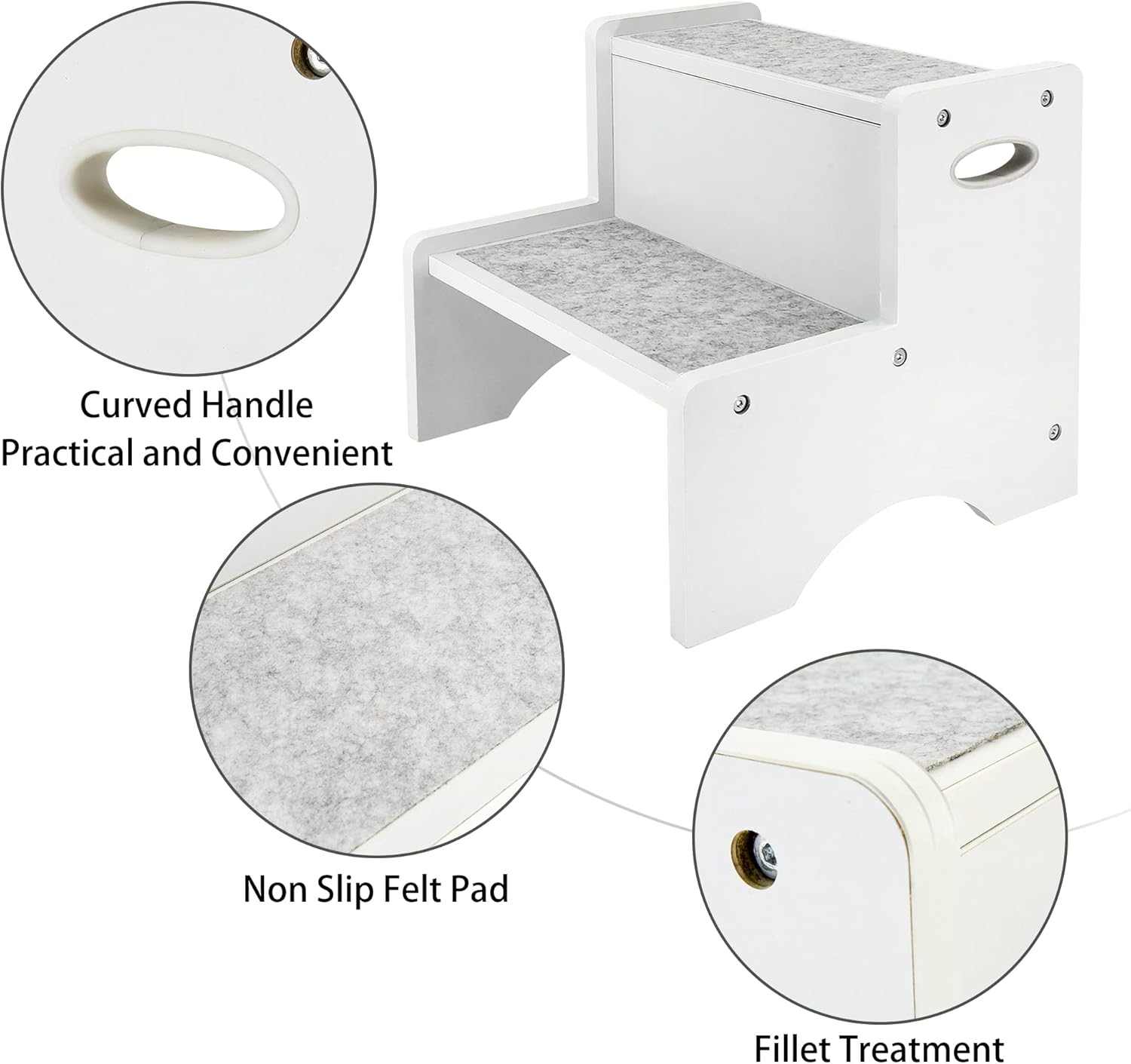 Step Stools for Kids, Non-Slip Wood Step Stool for Toddlers, Kids Step Stool, Toddler Step Stool, Child Potty Training Toilet Stool, Wood Step Stool for Bathroom Kitchen Bedroom Kid's Furniture : Baby