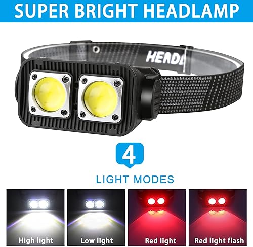 Miniatura 4 de Linterna frontal recargable, sensor de movimiento de 1000 lúmenes, lámpara LED recargable para exteriores, impermeable, IPX4, para caminar por la