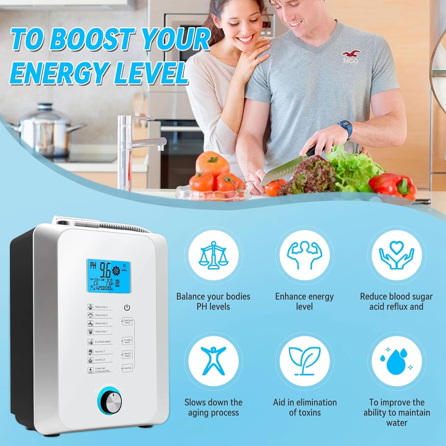 Alkaline Water Ionizer Machine for Home, Hydrogen Rich Water Machine, pH 2.8-11 Acid Water Purifier, Water Filter Up to -800mV ORP, 10000 Liters Per Filter White
