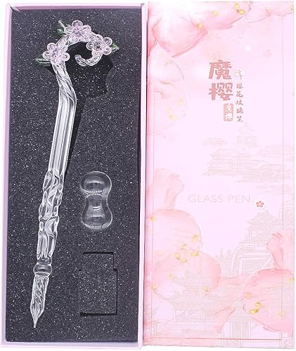 Miniatura 2 de SIPLIV Pluma de inmersión de vidrio hecha a mano Pluma de cristal Sakura Magic Pen Crystal Dip Sign Pen Gift Pen Pluma de caligrafía - Rosa
