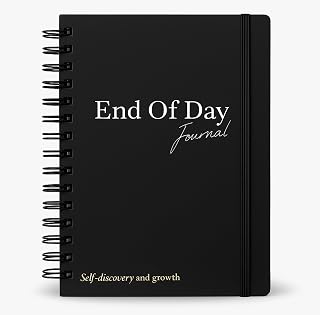 End of Day Journal – Day by Day Daily Gratitude Journal 2025 for Mindfulness, Happiness, Reflection, and Self Care, Undated Spiral Diary Gift for Women & Men