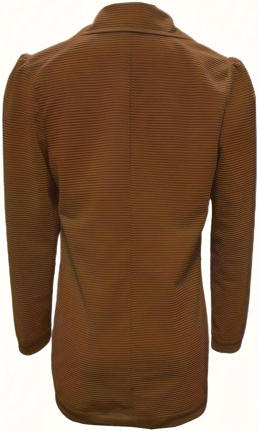 Women's Classic Blazer Double Breasted Long Sleeves Ribbed Jacket