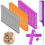 WILLBOND 36 Pieces Cold Wave Rod Hair Perm Rods Hair Rollers Perming Curlers with Steel Rat Tail Comb for Hairdressing Styling(Purple, Gray, Orange,0.87 Inch, 0.75 Inch,0.59 Inch)