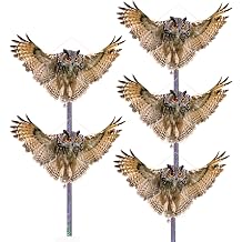 Fake Owl to Keep Pigeon Away from Balcony, 5PCS Plastic Owl to Scare Woodpecker Away from House, Flat Hanging Garden Owl Decor, Squirrel Pigeon Scare Devices for Porch, with Reflective Tape