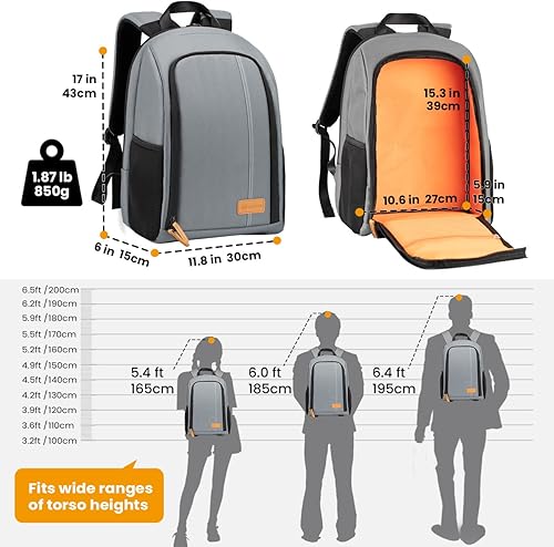 Miniatura 8 de TARION Mochilas grandes para cámara para fotógrafos, bolsa impermeable para cámara, mochila de fotografía con compartimento para laptop de 15.6