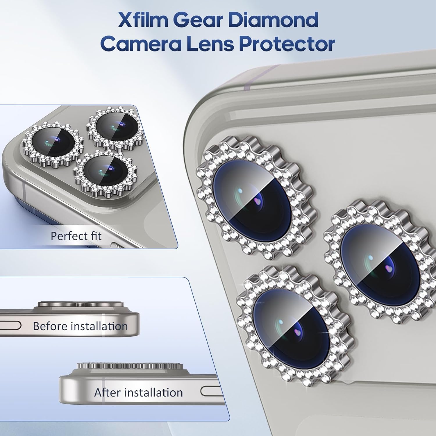 iPhone 17 Pro/17 Pro Max Camera Lens Protector Gear Diamond, Gray image 5