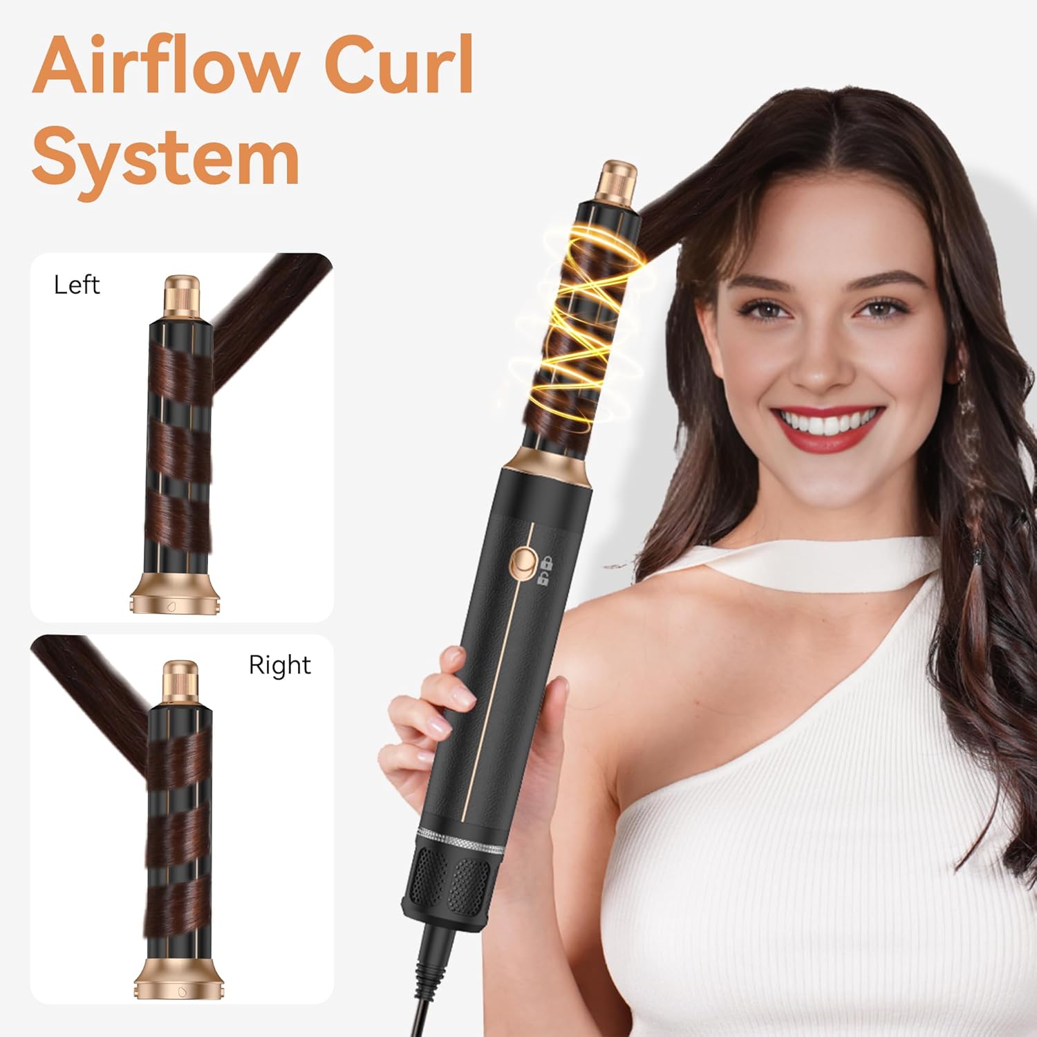 Hair Dryer Brush 7 in ONE, Brush Blow Dryer with Diffuser,Powerful Blow Dryer Brush with Air Curler for Hair,Ionic Hot Air Brush Fast Dry, Volumize, Curls, Straight, Hair Styling Tools 100-120V