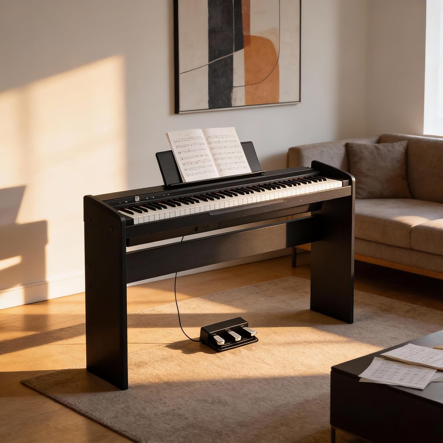 Korg LP-180 Digital Piano - Black Bundle with Furniture Bench, Instructional Book, Austin Bazaar Instructional DVD, and Polishing Cloth