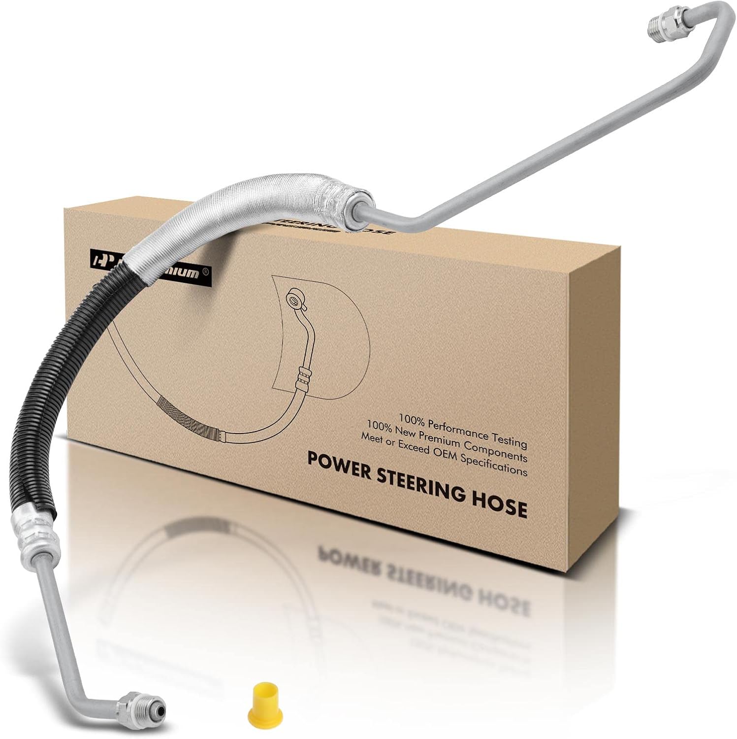 A-Premium Power Steering Pressure Hose Line Assembly Compatible with Ford F-250 F-350 F-450 F-550 Super Duty, 2005 2006 2007, V10 6.8L, Pump To Hydraulic Brake Booster