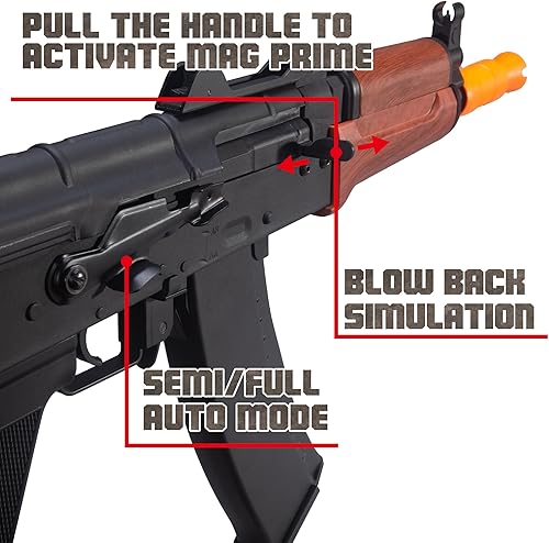 Miniatura 6 de EMERBU EMERBU AKS74U - Lanzador de bolas de gel de grado profesional actualizado por EMERBU - Cuerpo de metal y nailon - Alta potencia de 11.1 V -