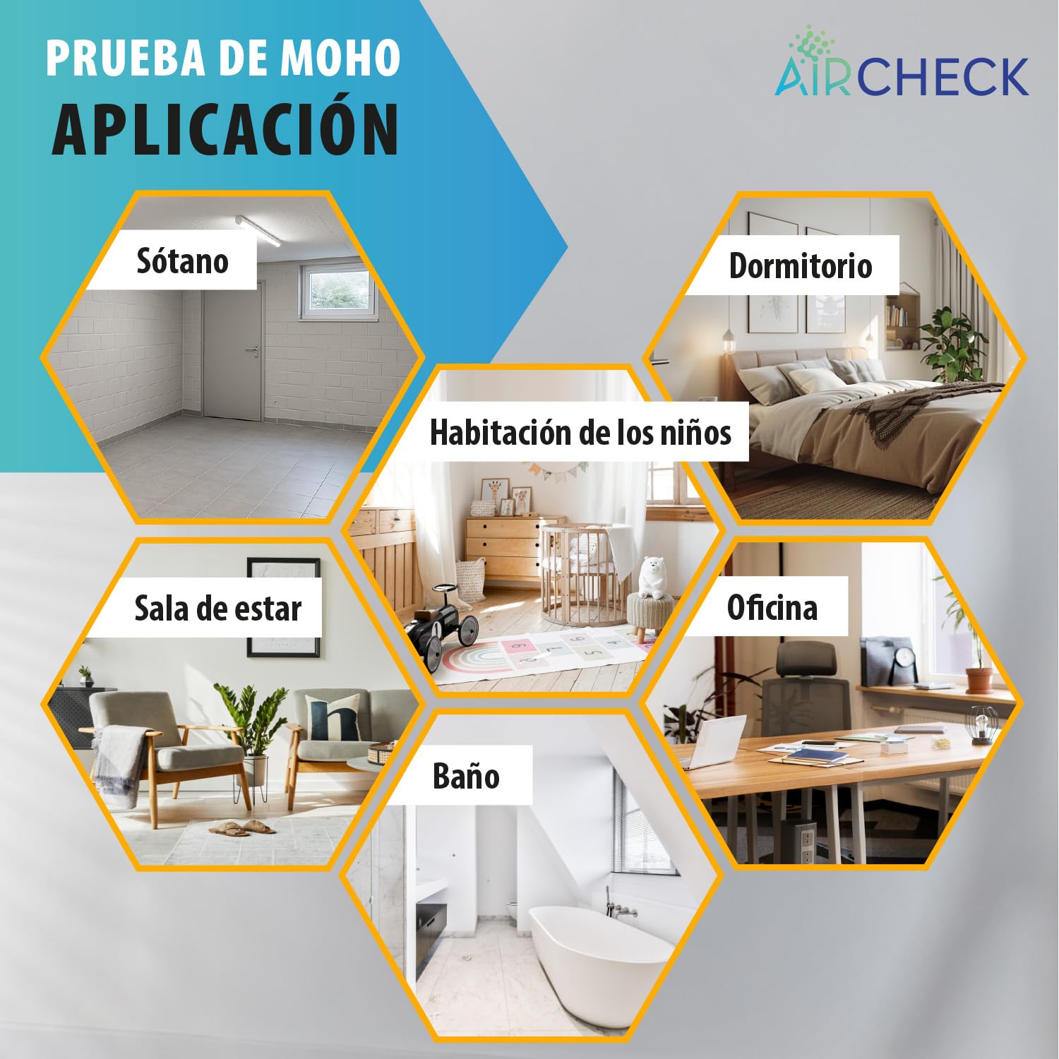 Prueba de moho en la vivienda – Tester de moho para hasta 6 habitaciones – Test rápido con placas de cultivo para evaluar el aire interior