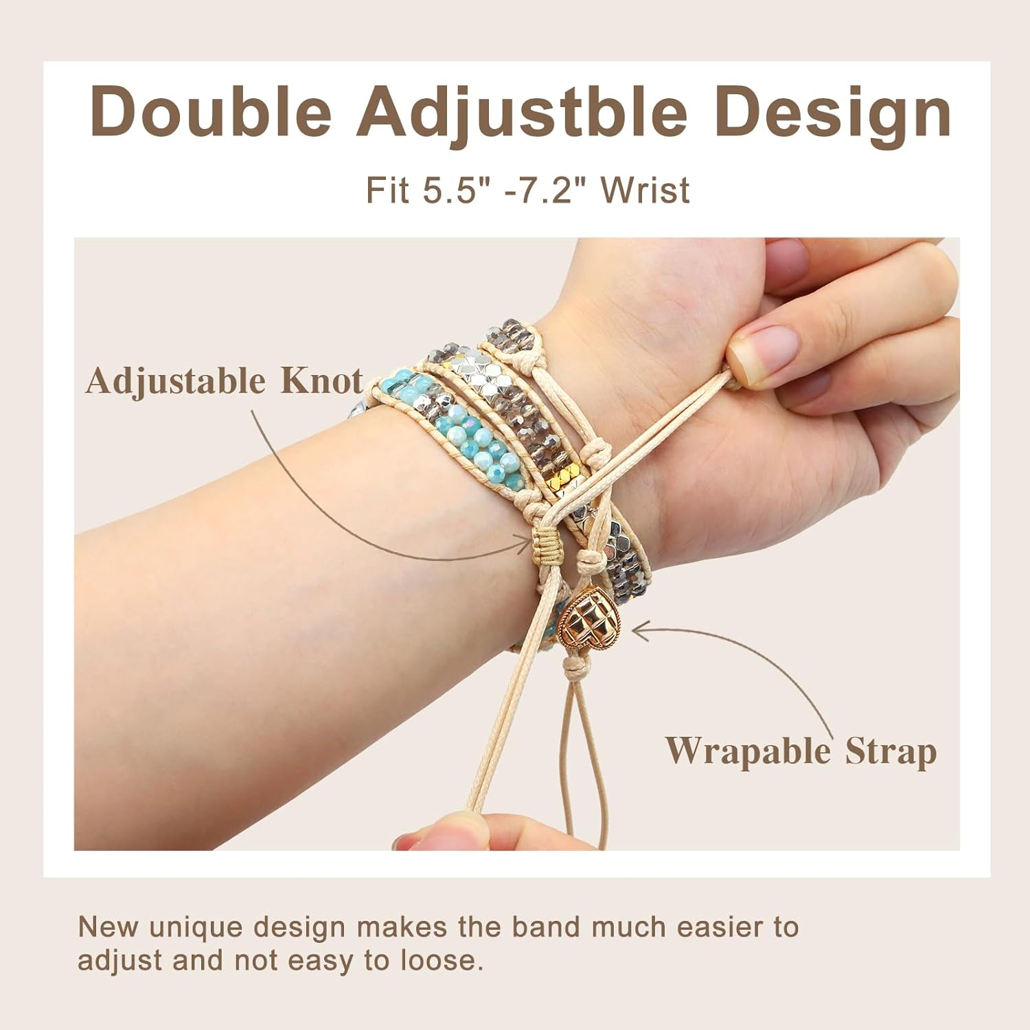 JR.DM Boho Beaded Handmade Braided Bracelet Band Women 20mm Compatible with Samsung Galaxy Watch 7/6/5/4/Active 2/4 Classic/6 Classic/5 Pro/FE 40mm 42mm 43mm 44mm 45mm 46mm 47mm - Image 6