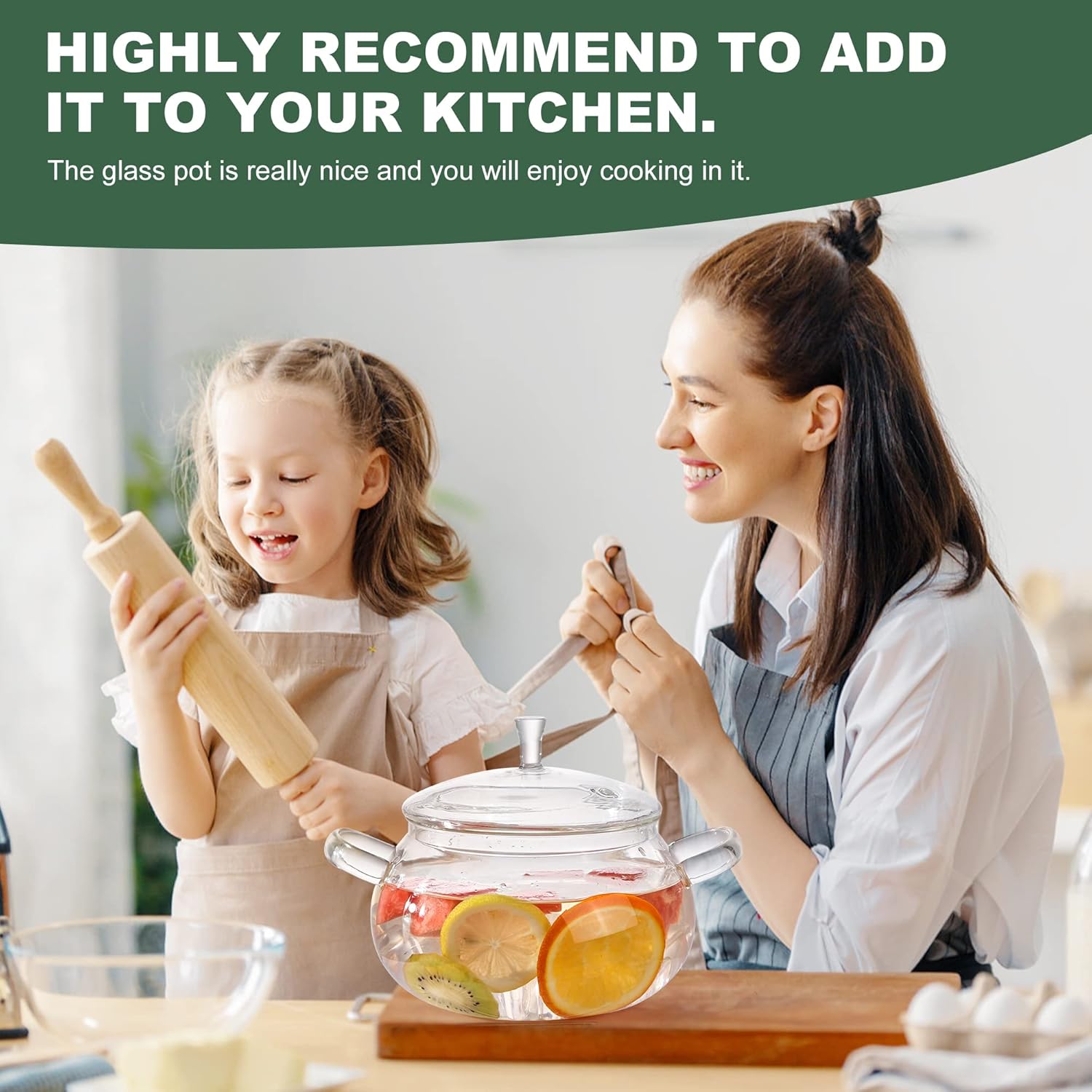 Glass Simmer Pot,83oz/2500ml Clear Glass Pots for Cooking on Stove with Lid, Large Saucepan Cookware Set for Pasta Noodle, Soup, Milk, Baby Food