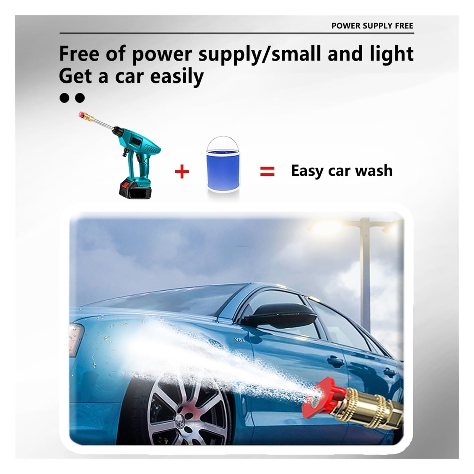 Limpiador De Alta Presión Inalámbrico 30BAR, Pistola Agua Pulverizada, Máquina Limpieza A For Lavado Coches For Batería 18V Potente Chorro A PresióN