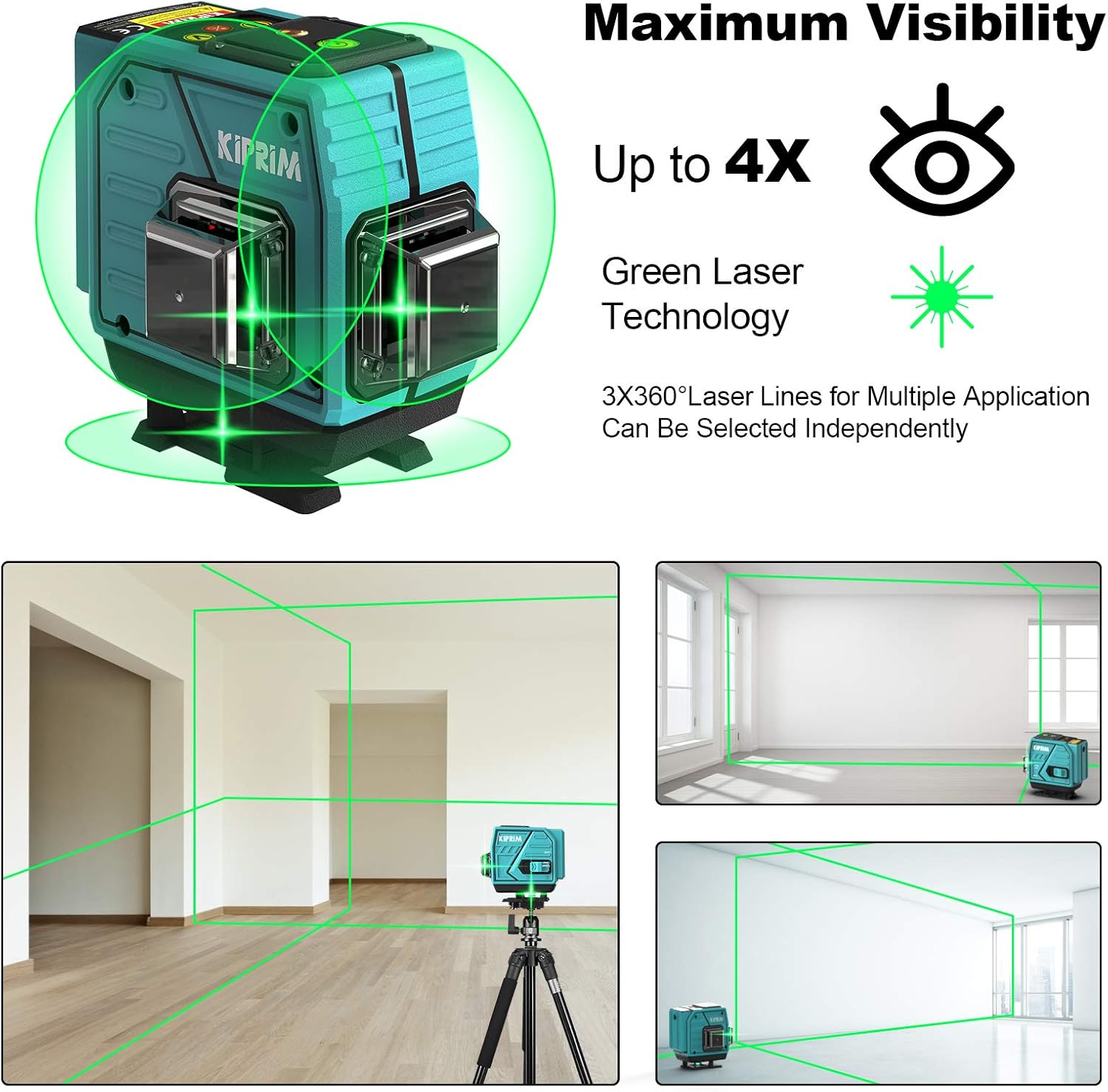 Diagram of Kiprim LV3D laser level components