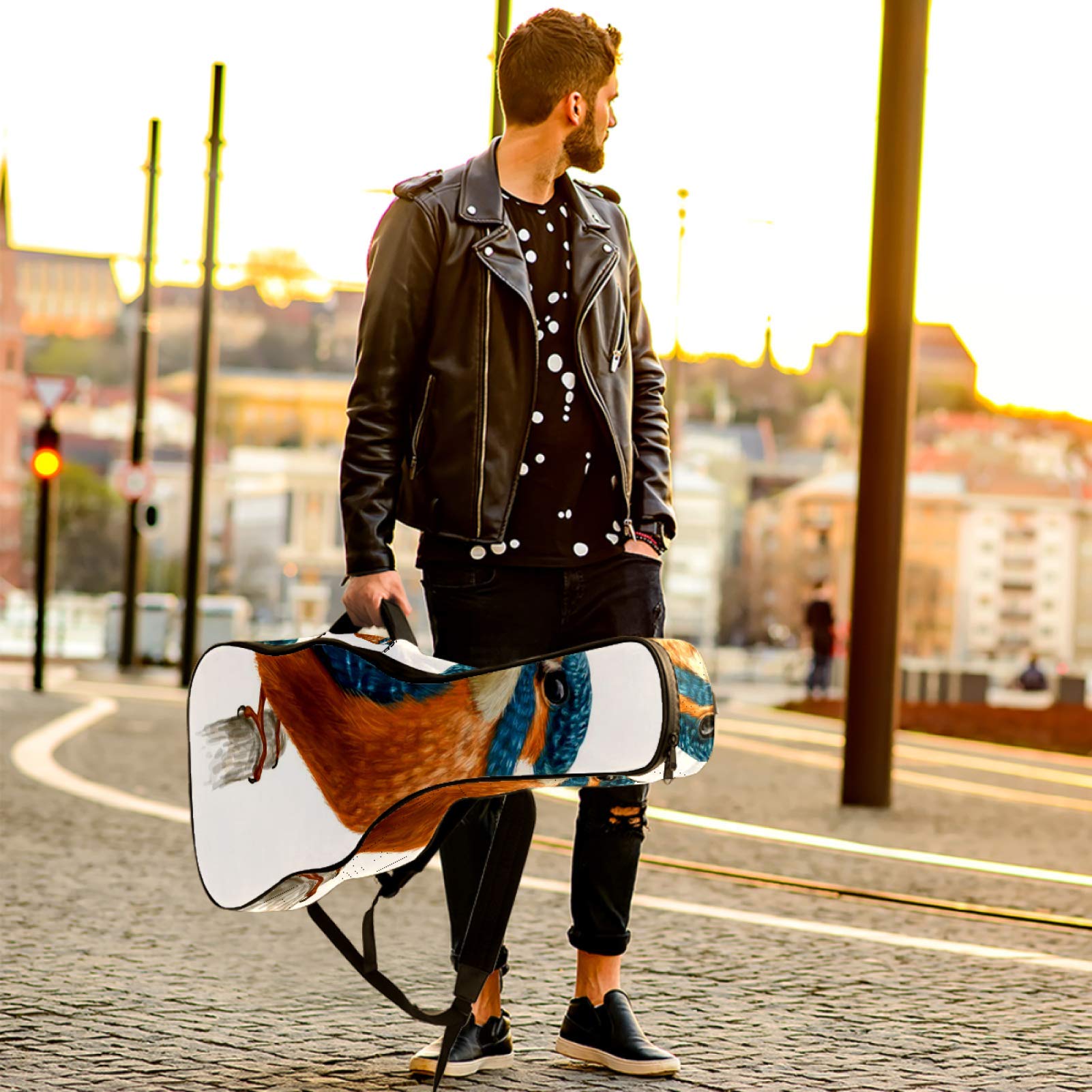 Gigbag für Gitarre, wasserdicht, Reißverschluss, weich, für Bassgitarre, Akustik- und klassische Folk-Gitarre, Kingfisher Bird
