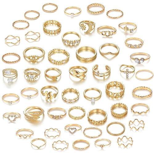CHICUTIE Gold Knuckle Rings Set For Women Stackable Joint Finger Midi Rings Dainty Cubic Crystal Zirconia Simple Hollow Twist Cute Rings Pack Jewelry Gift