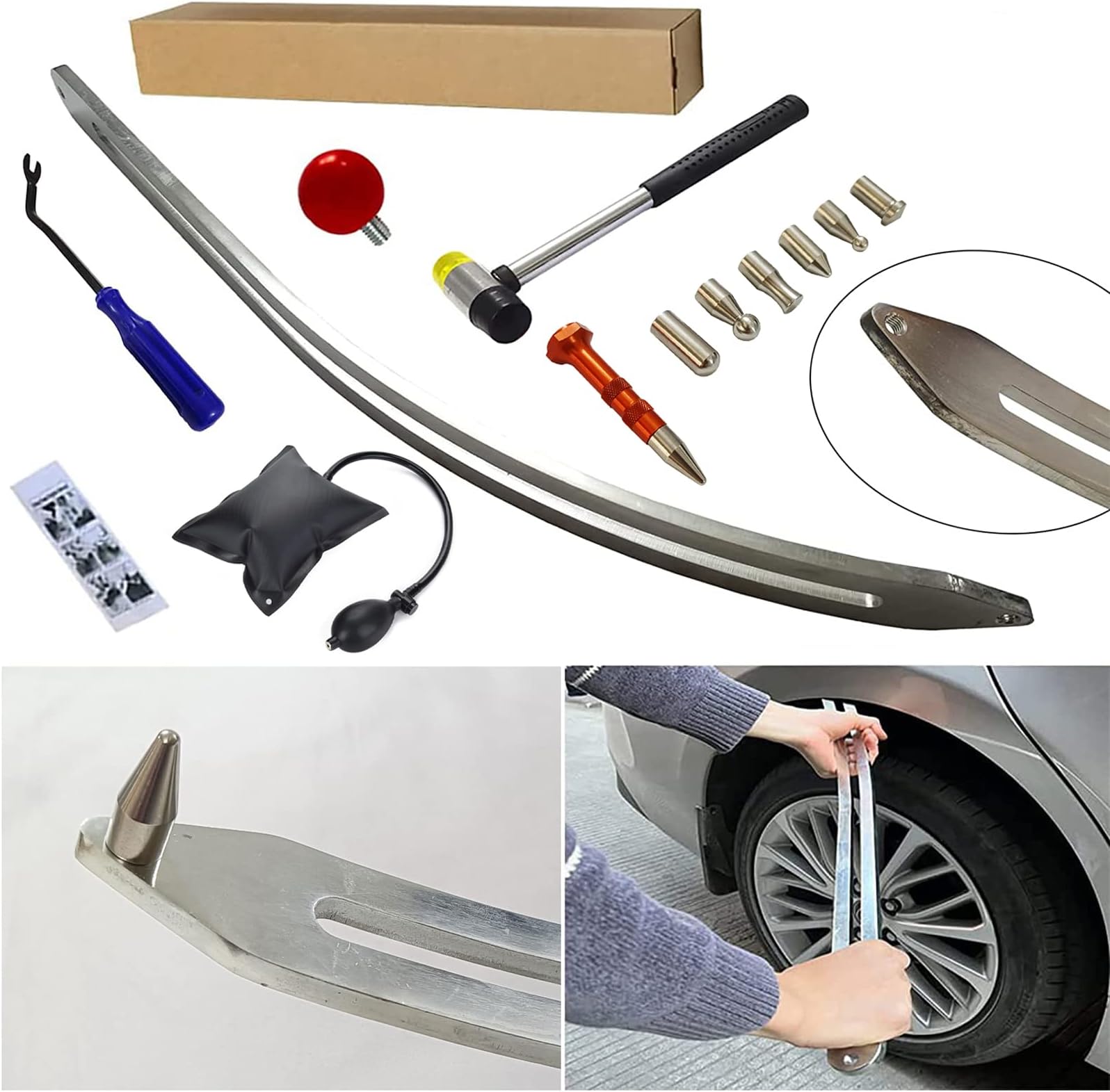 CYGOODS 12 Pcs/Set Car Auto Dent Removal Mudguard Repair Damage Puller Bow Crowfoot Tools Hook Rods Kit