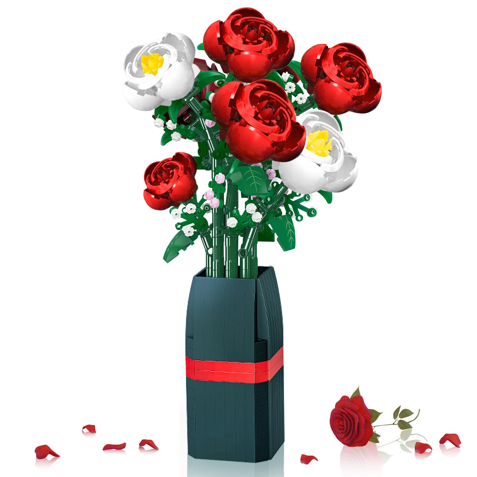 GoStockFlower Bouquet Building Set, 7+, Unique Interlocking Toy for Romantic Gifts, Home Decoration, Mother's Day, Women's Day