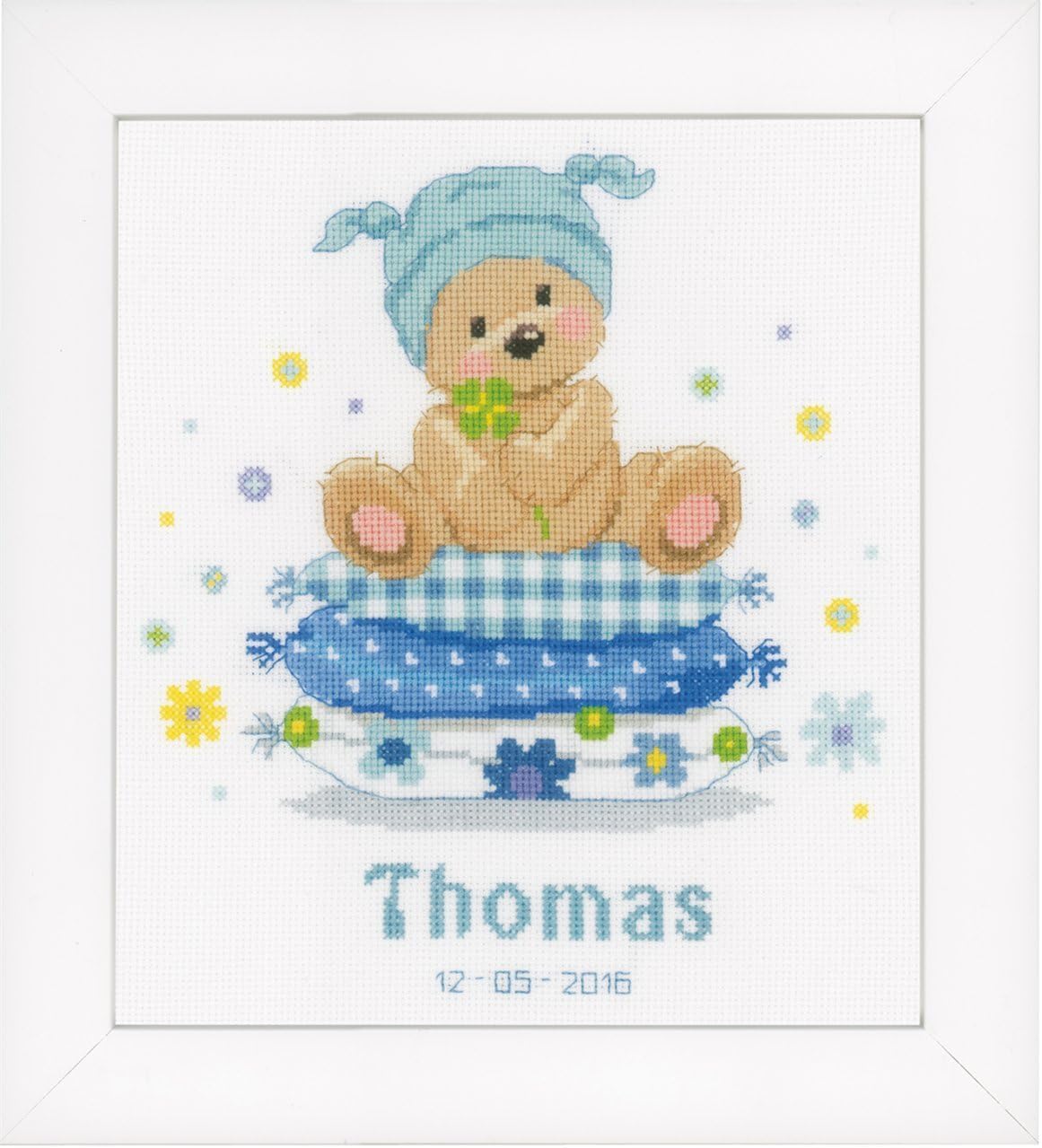 Vervaco Counted Cross Stitch Kit Bear On Pillow 9.6" x 8.8"
