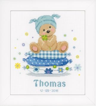 Vervaco Counted Cross Stitch Kit Bear On Pillow 9.6" x 8.8"
