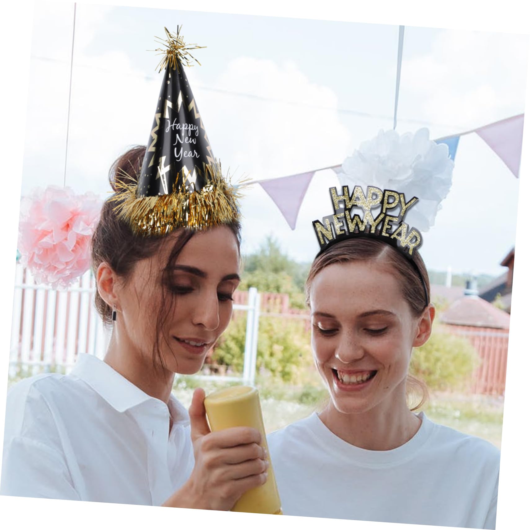 Genérico 3 Juegos Conjunto De Diadema De Fiesta Cinta De Arpillera Matraca De Reventones Cinta para El Pelo De Año Nuevo Decoraciones Equipo Sombreros De Fiesta De Navidad Papel